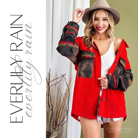 Corduroy Aztec Print Shirt Jacket - Picture 4 of 13